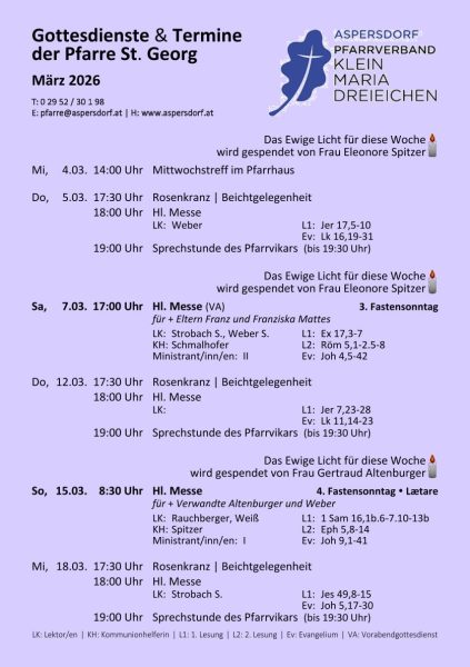 054. Aspersdorfer Gottesdienste & Termine | März 2026