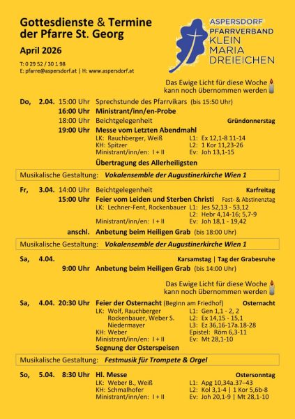 055. Aspersdorfer Gottesdienste & Termine | April 2026